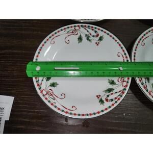 Home Essential's Tartan Ribbon Decorative Dinner Plates Set   set of 16